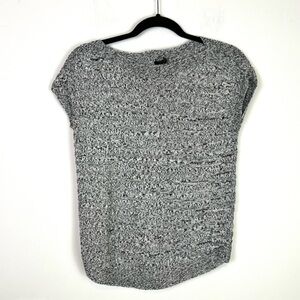 Talbots Top WomenP/Small grey Color Boat Neck Short Sleeve Textured  Linen Knit